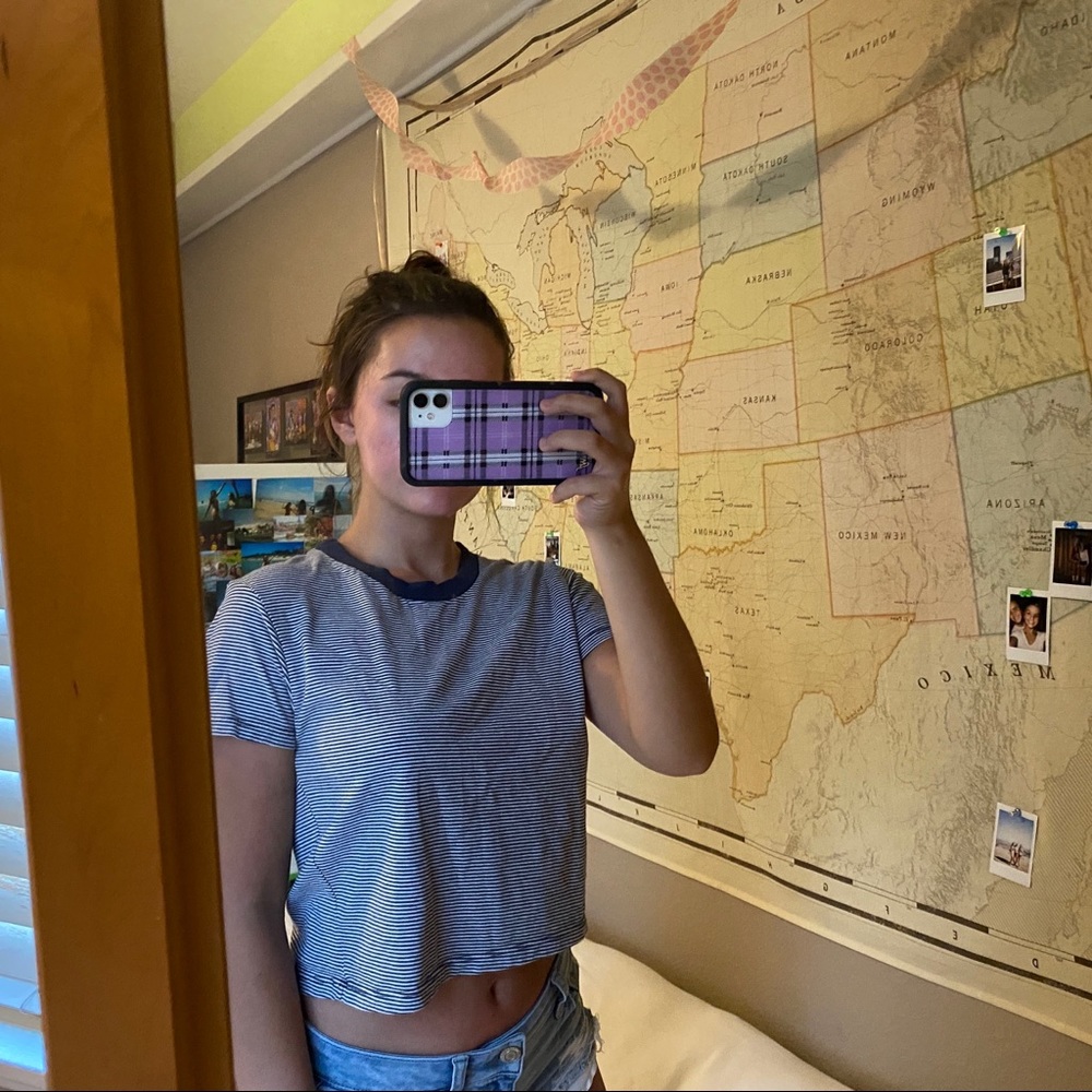 Navy blue and white brandy Melville t-shirt